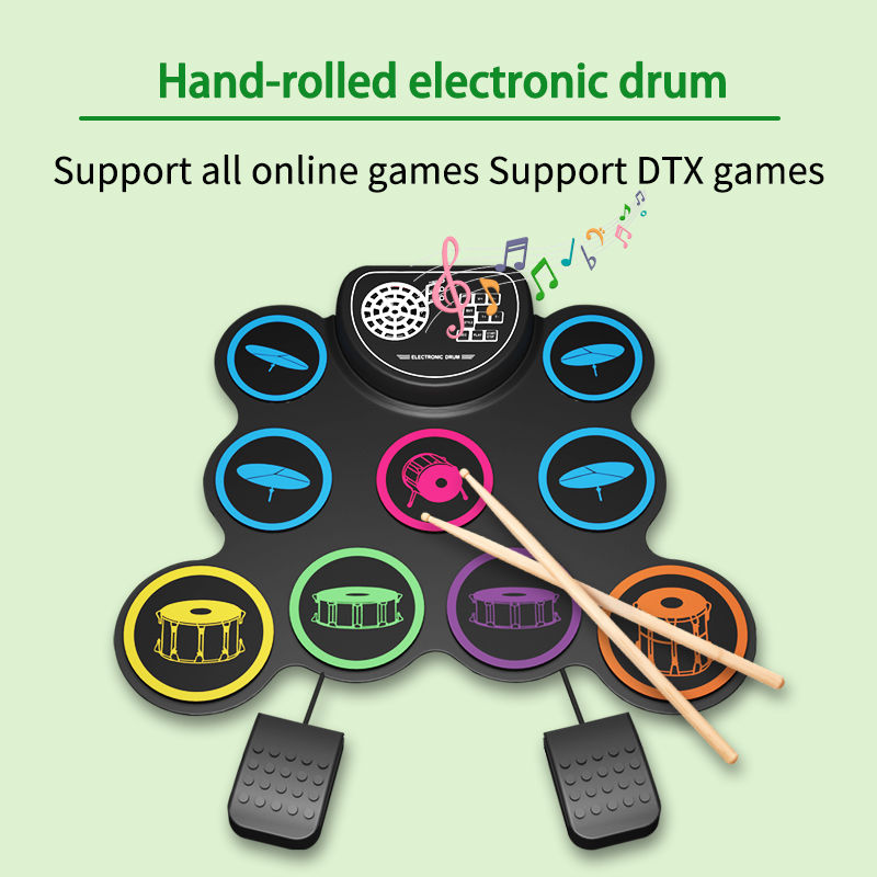 Electronic Drum Kit For Kids - Katlanabilir, Elle Rulo Haline Getirilebilen Elektronik