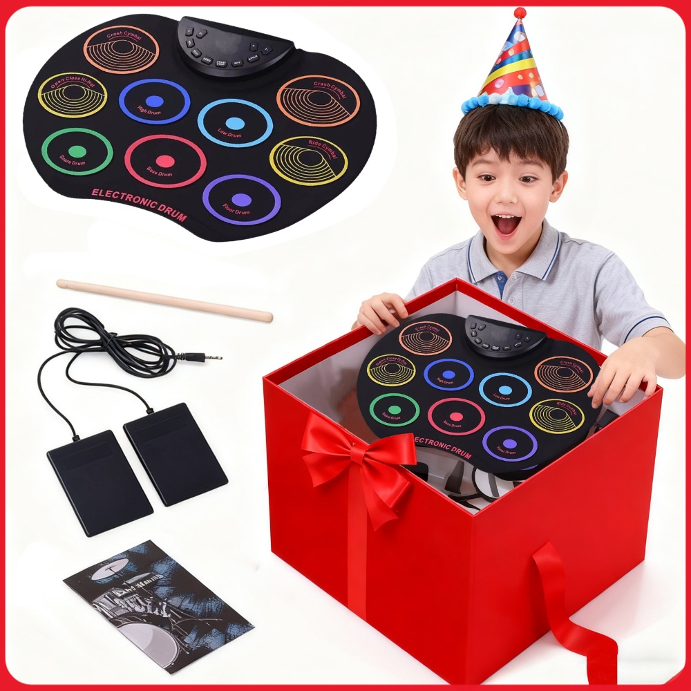 Electronic Drum Set Roll Up - USB Kablolu Elektronik Davul Seti, Esnek,