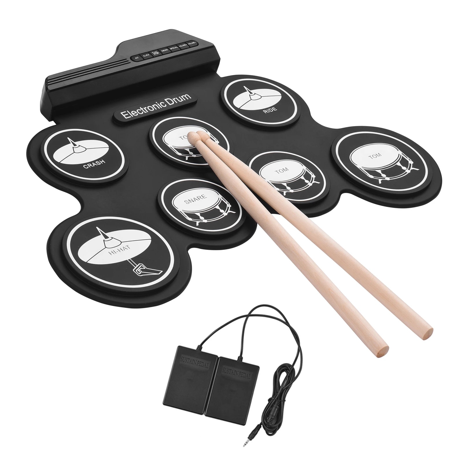 Electronic Drum Kit For Kids - Elektronik davul seti USB Roll-Up silikon