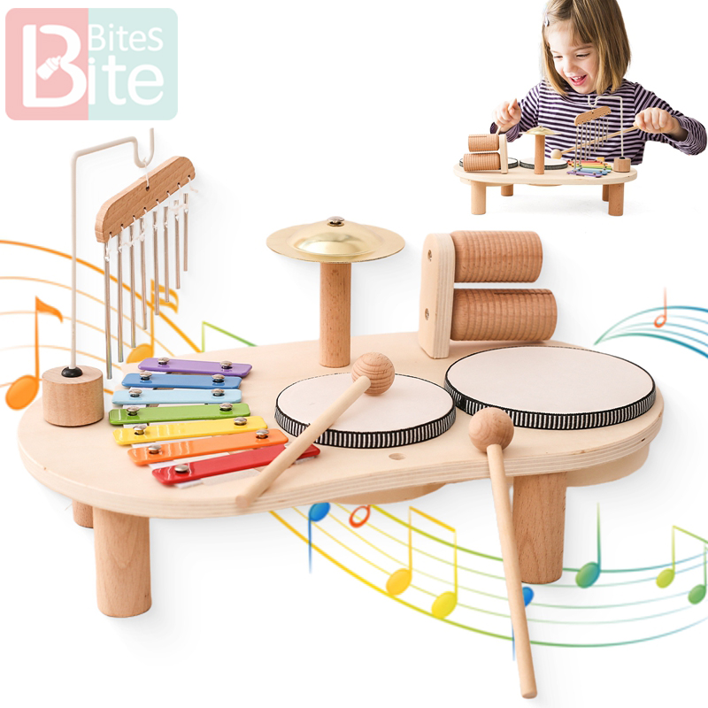 Electronic Drum Kit For Kids - Bebek Eğitici Oyuncaklar Ahşap Aeolian Bells