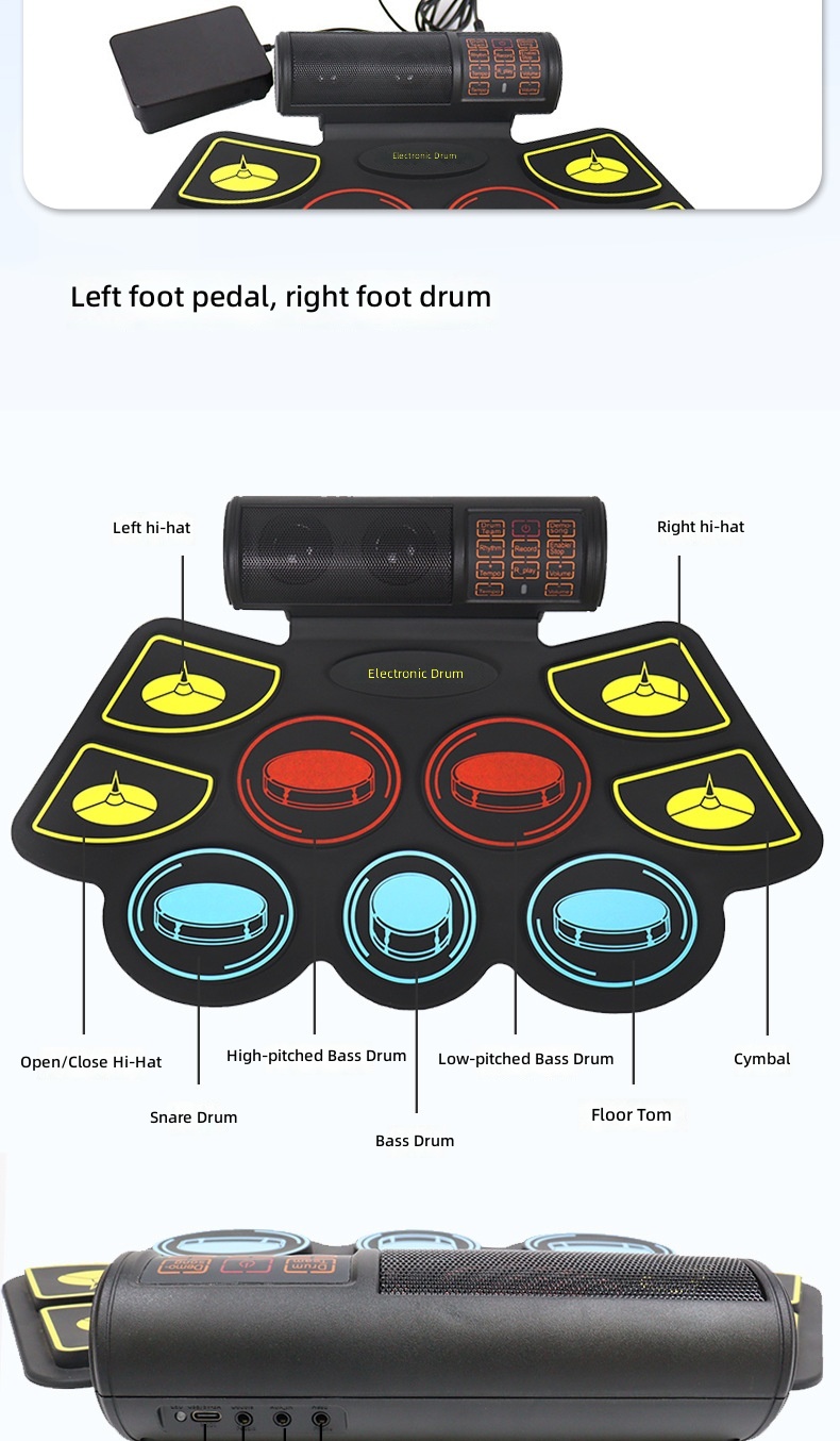 Renkli Silikon Jel Rulo Tipi E - Electronic Drum Set Roll Up incelemesi ve fiyatı